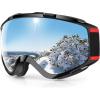 imagefindway Ski Goggles OTG  Over Glasses SnowSnowboard Goggles for Men Women ampamp Youth  100 UV ProtectionSliverred Band