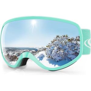 imagefindway Kids Ski Goggles Kids Snowboard Goggles for Boys Girls Toddler age 312Deep Green Sliver