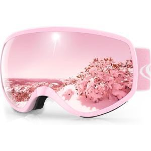 imagefindway Kids Ski Goggles Kids Snowboard Goggles for Boys Girls Toddler age 312Pink Frame Revo Pink