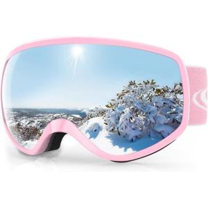 imagefindway Kids Ski Goggles Kids Snowboard Goggles for Boys Girls Toddler age 312Pink Frame Sliver