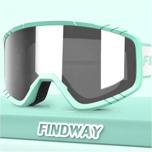 imagefindway Kids Ski Goggles for Boys Girls YouthOTG AntiFog Over Glasses Kids SnowSnowboard GogglesGreen Frame Sliver