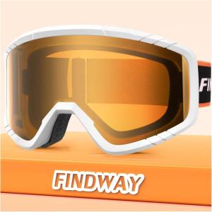 imagefindway Kids Ski Goggles for Boys Girls YouthOTG AntiFog Over Glasses Kids SnowSnowboard GogglesOrange Silver Lensvlt20