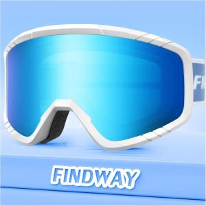 imagefindway Kids Ski Goggles for Boys Girls YouthOTG AntiFog Over Glasses Kids SnowSnowboard GogglesRevo Blue Lensvlt12