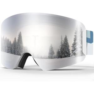imagefindway Kids Ski Goggles for Boys Girls YouthOTG AntiFog Over Glasses Kids SnowSnowboard GogglesSilver Lens Vlt 8