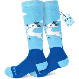 imagefindway Kids Ski Socks 2 Pairs Thermal Thick Warm Winter Cozy Socks for Skiing Snowboarding Boys Girls2 Parisbluebluexs