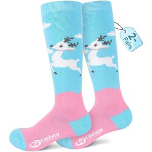 imagefindway Kids Ski Socks 2 Pairs Thermal Thick Warm Winter Cozy Socks for Skiing Snowboarding Boys Girls2ppurplepurple