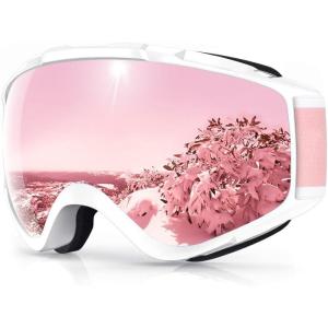 imagefindway Ski Goggles OTG  Over Glasses SnowSnowboard Goggles for Men Women ampamp Youth  100 UV ProtectionA2white Frame Pink Lens39