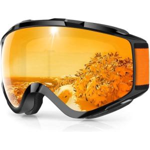 imagefindway Ski Goggles OTG  Over Glasses SnowSnowboard Goggles for Men Women ampamp Youth  100 UV ProtectionA8black Frame Orange Lens20