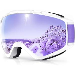 imagefindway Ski Goggles OTG  Over Glasses SnowSnowboard Goggles for Men Women ampamp Youth  100 UV ProtectionE1white FramePurple Lensvlt14