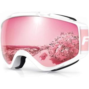 imagefindway Ski Goggles OTG  Over Glasses SnowSnowboard Goggles for Men Women ampamp Youth  100 UV ProtectionE2white FramePink Lensvlt39