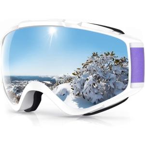 imagefindway Ski Goggles OTG  Over Glasses SnowSnowboard Goggles for Men Women ampamp Youth  100 UV ProtectionSliverpurple Band