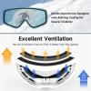 imagefindway OTG Ski Goggles  Over Glasses Snow Snowboard Goggles for Men Women Adult ampamp Youth  AntiFog 100 UV ProtectionA4white Frame Gem Blue Lens Vlt 8