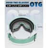 imagefindway OTG Ski Goggles  Over Glasses Snow Snowboard Goggles for Men Women Adult ampamp Youth  AntiFog 100 UV ProtectionGreen Frame Sliver