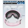 imagefindway OTG Ski Goggles  Over Glasses Snow Snowboard Goggles for Men Women Adult ampamp Youth  AntiFog 100 UV ProtectionPink Frame Sliver