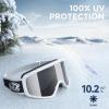 imagefindway OTG Ski Goggles snowSnowboard Goggles for Men Women Youth Upgraded Fit for All Helmet  Anti fog ampamp glare ampamp UVA1whiteframe Graylens Vlt102
