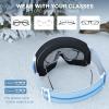 imagefindway OTG Ski Goggles snowSnowboard Goggles for Men Women Youth Upgraded Fit for All Helmet  Anti fog ampamp glare ampamp UVA1whiteframe Revobluelens Vlt8