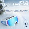 imagefindway OTG Ski Goggles snowSnowboard Goggles for Men Women Youth Upgraded Fit for All Helmet  Anti fog ampamp glare ampamp UVA1whiteframe Revobluelens Vlt8