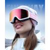 imagefindway OTG Ski Goggles snowSnowboard Goggles for Men Women Youth Upgraded Fit for All Helmet  Anti fog ampamp glare ampamp UVA1whiteframe Revopinklens Vlt13