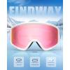 imagefindway OTG Ski Goggles snowSnowboard Goggles for Men Women Youth Upgraded Fit for All Helmet  Anti fog ampamp glare ampamp UVA1whiteframe Revopinklens Vlt13