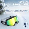 imagefindway OTG Ski Goggles snowSnowboard Goggles for Men Women Youth Upgraded Fit for All Helmet  Anti fog ampamp glare ampamp UVA2blackframe Revogoldenlens Vlt20