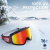 imagefindway OTG Ski Goggles snowSnowboard Goggles for Men Women Youth Upgraded Fit for All Helmet  Anti fog ampamp glare ampamp UVA2blackframe Revoredlens Vlt16