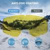 imagefindway OTG Ski Goggles snowSnowboard Goggles for Men Women Youth Upgraded Fit for All Helmet  Anti fog ampamp glare ampamp UVA2blackframe Yellowlens Vlt20