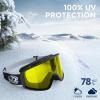 imagefindway OTG Ski Goggles snowSnowboard Goggles for Men Women Youth Upgraded Fit for All Helmet  Anti fog ampamp glare ampamp UVA2blackframe Yellowlens Vlt20