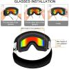 imagefindway OTG Ski Goggles snowSnowboard Goggles for Men Women Youth Upgraded Fit for All Helmet  Anti fog ampamp glare ampamp UVBlack Framerevo Red Lens Vlt 96
