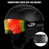 imagefindway OTG Ski Goggles snowSnowboard Goggles for Men Women Youth Upgraded Fit for All Helmet  Anti fog ampamp glare ampamp UVBlack Framerevo Red Lens Vlt 96