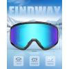 imagefindway OTG Ski Goggles snowSnowboard Goggles for Men Women Youth Upgraded Fit for All Helmet  Anti fog ampamp glare ampamp UVRevo Blue