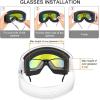 imagefindway OTG Ski Goggles snowSnowboard Goggles for Men Women Youth Upgraded Fit for All Helmet  Anti fog ampamp glare ampamp UVWhite Framerevo Gold Lens Vlt 144