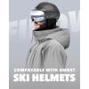 imagefindway Ski Goggles OTG for Women Men Adult YouthOver Glasses Snow GogglesInterchangeable LensAnti Fog Snowboard GogglesA2black Frame Silver Lens Vlt 12