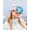 imagefindway Ski Goggles OTG for Women Men Adult YouthOver Glasses Snow GogglesInterchangeable LensAnti Fog Snowboard GogglesA4white Frame Gem Blue Lens Vlt 8