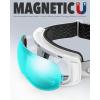 imagefindway Ski Goggles OTG for Women Men Adult YouthOver Glasses Snow GogglesInterchangeable LensAnti Fog Snowboard GogglesA4white Frame Gem Blue Lens Vlt 8