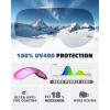 imagefindway Ski Goggles OTG for Women Men Adult YouthOver Glasses Snow GogglesInterchangeable LensAnti Fog Snowboard GogglesA5white Frame Revo Purple Lens Vlt 18