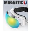 imagefindway Ski Goggles OTG for Women Men Adult YouthOver Glasses Snow GogglesInterchangeable LensAnti Fog Snowboard GogglesA8white Frame Revo Gold Lens Vlt 18