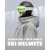 imagefindway Ski Goggles OTG for Women Men Adult YouthOver Glasses Snow GogglesInterchangeable LensAnti Fog Snowboard GogglesA8white Frame Revo Gold Lens Vlt 18