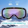 imagefindway Ski Goggles OTG for Women Men Adult YouthOver Glasses Snow GogglesInterchangeable LensAnti Fog Snowboard GogglesLens Only  Cheery Pink Vlt 38
