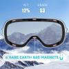 imagefindway Ski Goggles OTG for Women Men Adult YouthOver Glasses Snow GogglesInterchangeable LensAnti Fog Snowboard GogglesLens Only  Silver Vlt 12