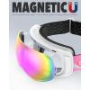 imagefindway Ski Goggles OTG for Women Men Adult YouthOver Glasses Snow GogglesInterchangeable LensAnti Fog Snowboard GogglesWhite Frame Pink Lens Gogglesvlt 38