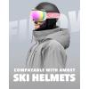 imagefindway Ski Goggles OTG for Women Men Adult YouthOver Glasses Snow GogglesInterchangeable LensAnti Fog Snowboard GogglesWhite Frame Pink Lens Gogglesvlt 38