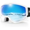 imagefindway OTG Ski Goggles  Over Glasses Snow Snowboard Goggles for Men Women Adult ampamp Youth  AntiFog 100 UV ProtectionA4white Frame Gem Blue Lens Vlt 8