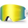 imagefindway OTG Ski Goggles snowSnowboard Goggles for Men Women Youth Upgraded Fit for All Helmet  Anti fog ampamp glare ampamp UVWhite Framerevo Gold Lens Vlt 144