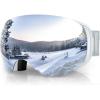 imagefindway Ski Goggles OTG for Women Men Adult YouthOver Glasses Snow GogglesInterchangeable LensAnti Fog Snowboard GogglesA1white Frame Silver Lens Vlt 12