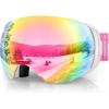imagefindway Ski Goggles OTG for Women Men Adult YouthOver Glasses Snow GogglesInterchangeable LensAnti Fog Snowboard GogglesWhite Frame Pink Lens Gogglesvlt 38