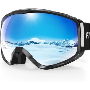imagefindway OTG Ski Goggles  Over Glasses Snow Snowboard Goggles for Men Women Adult ampamp Youth  AntiFog 100 UV ProtectionA4black Frame Gem Blue Lens Vlt 8
