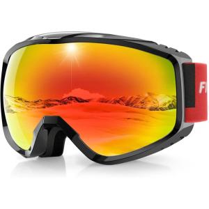 imagefindway OTG Ski Goggles  Over Glasses Snow Snowboard Goggles for Men Women Adult ampamp Youth  AntiFog 100 UV ProtectionA6black Frame Revo Red Lens Vlt 20