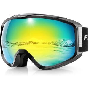 imagefindway OTG Ski Goggles  Over Glasses Snow Snowboard Goggles for Men Women Adult ampamp Youth  AntiFog 100 UV ProtectionA7black Frame Revo Gold Lens Vlt 15