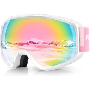 imagefindway OTG Ski Goggles  Over Glasses Snow Snowboard Goggles for Men Women Adult ampamp Youth  AntiFog 100 UV ProtectionA9white Frame Revo Pink Lens Vlt 46