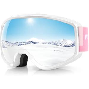 imagefindway OTG Ski Goggles  Over Glasses Snow Snowboard Goggles for Men Women Adult ampamp Youth  AntiFog 100 UV ProtectionSliverred Band